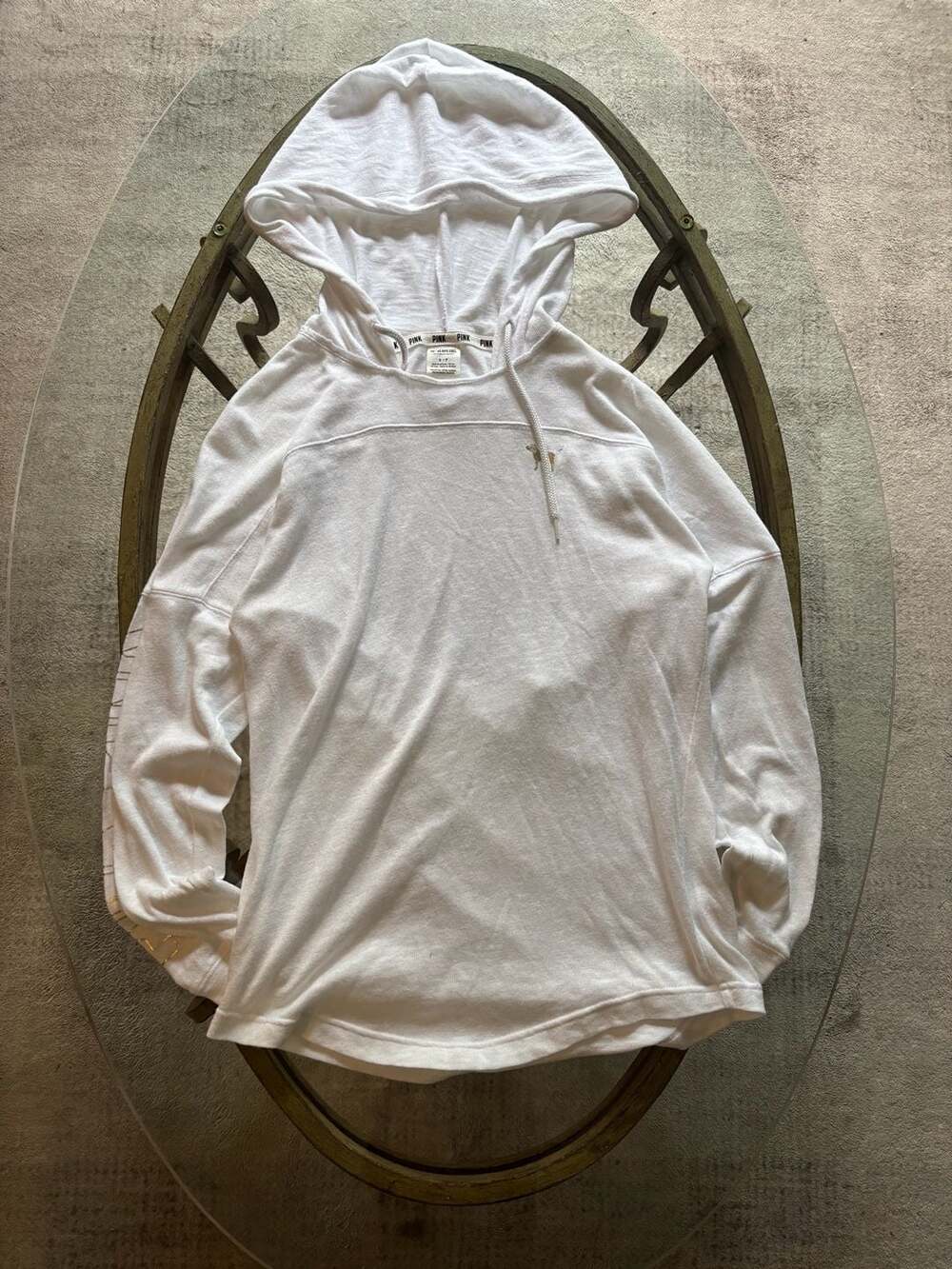 Victoria's Secret PINK White Lightweight Hoodie Size S